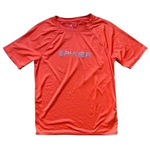 Spyder Short Sleeve Rash Guard Boys Sz Medium 10/12 Spell Out Logo UV Protection